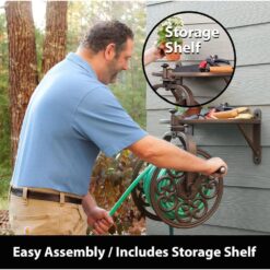 LIBERTY GARDEN 125 ft. Bronze Steel Rotating Wall Mounted Garden Hose Reel