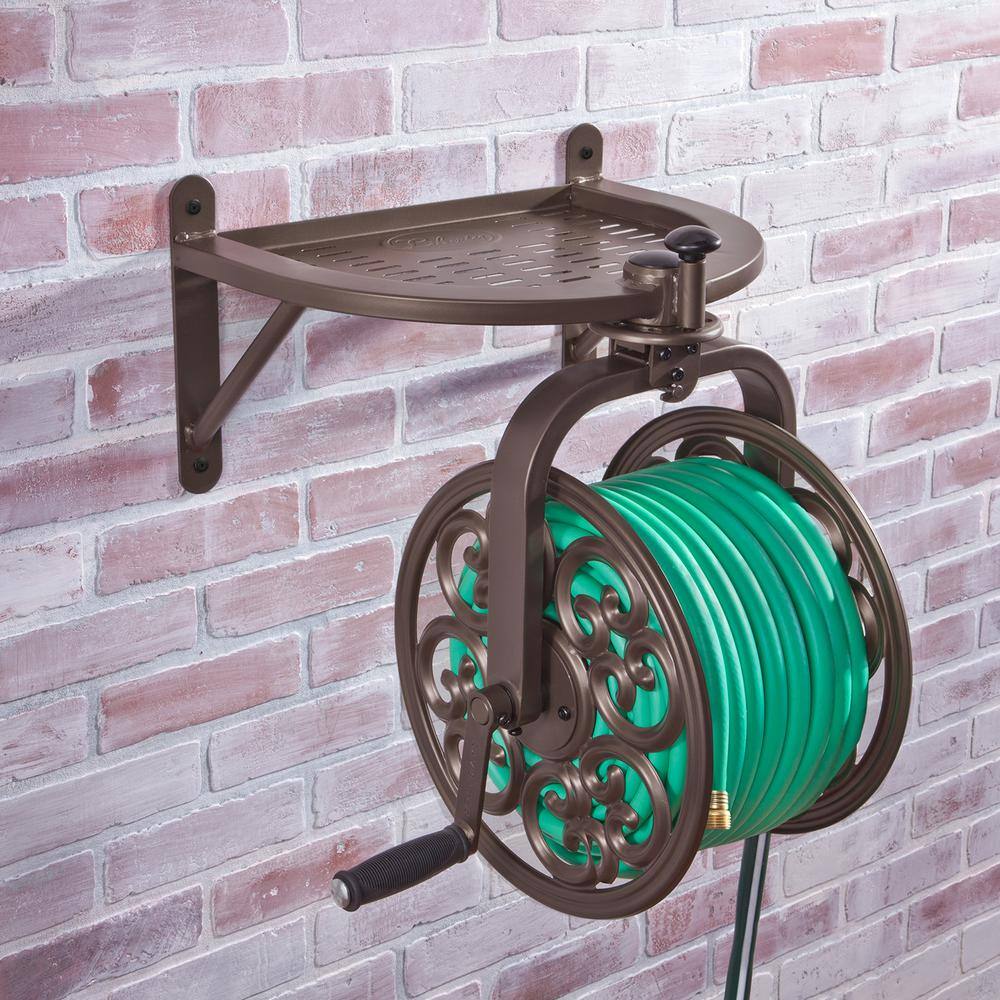 LIBERTY GARDEN 125 ft. Bronze Steel Rotating Wall Mounted Garden Hose Reel
