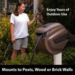 LIBERTY GARDEN 100 ft. Bronze Resin Retractable Wall Mounted Garden Hose Reel