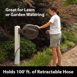LIBERTY GARDEN 100 ft. Bronze Resin Retractable Wall Mounted Garden Hose Reel