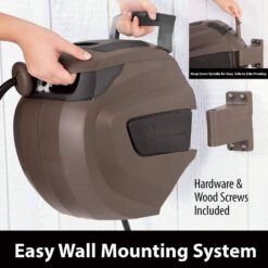 LIBERTY GARDEN 100 ft. Bronze Resin Retractable Wall Mounted Garden Hose Reel