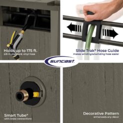 Suncast 150 ft. Farmington Smart Tube Hose Hideaway with Brass Connections, Stoney