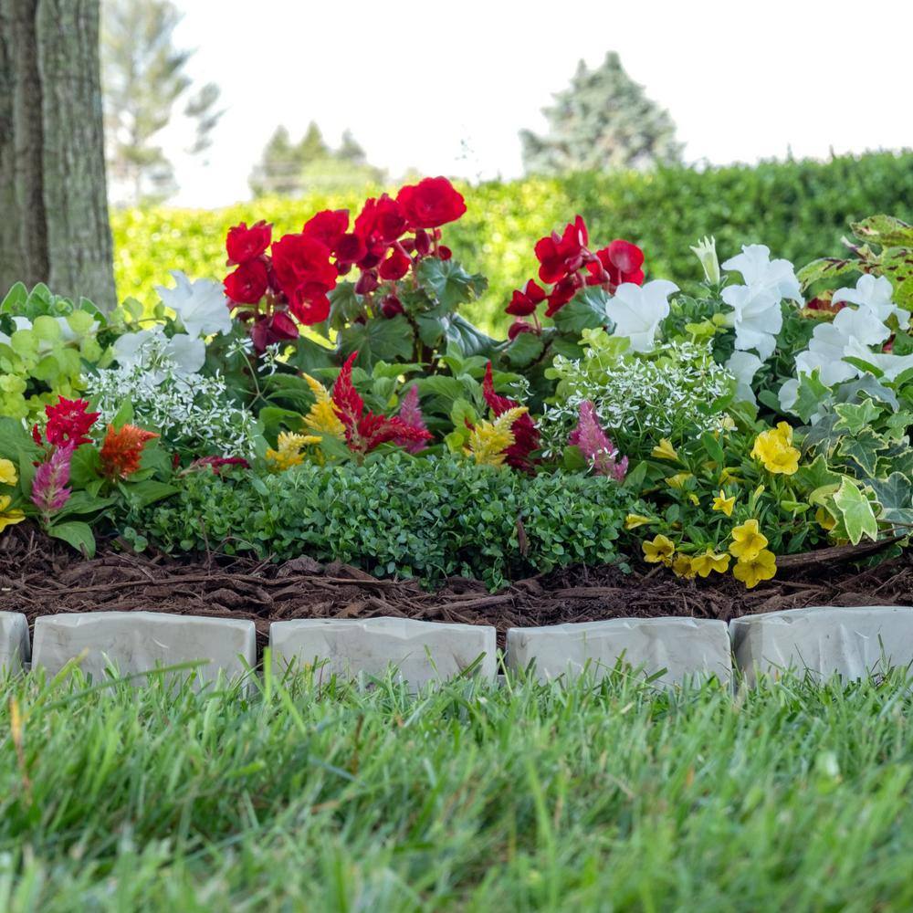 Vigoro Decorative Faux Stone 90 ft. x 2.7 in. Brown Plastic No-Dig Landscape Edging Kit