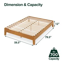 Zinus Brown Deluxe Wood Frame 12 in. Queen Platform Bed with Easy Assembly