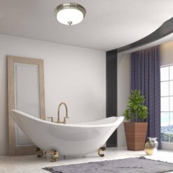 Akicon 110 CFM Ceiling Bathroom Exhaust Fan with LED Light and Nightlight, Round Frosted Glass Cover Brushed Nickel Grille
