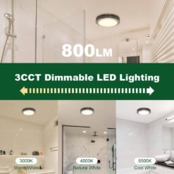 Akicon Bathroom Exhaust Fan Light, 80 CFM 2-Sones, 15-Watt Dimmable 3000K/4000K/5500K 3CCT LED Light (Brushed Nickel)