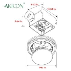 Decorative Brushed Nickel 80 CFM Ceiling Bathroom Exhaust Fan with LED Light