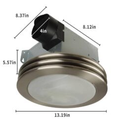 Decorative Brushed Nickel 80 CFM Ceiling Bathroom Exhaust Fan with LED Light