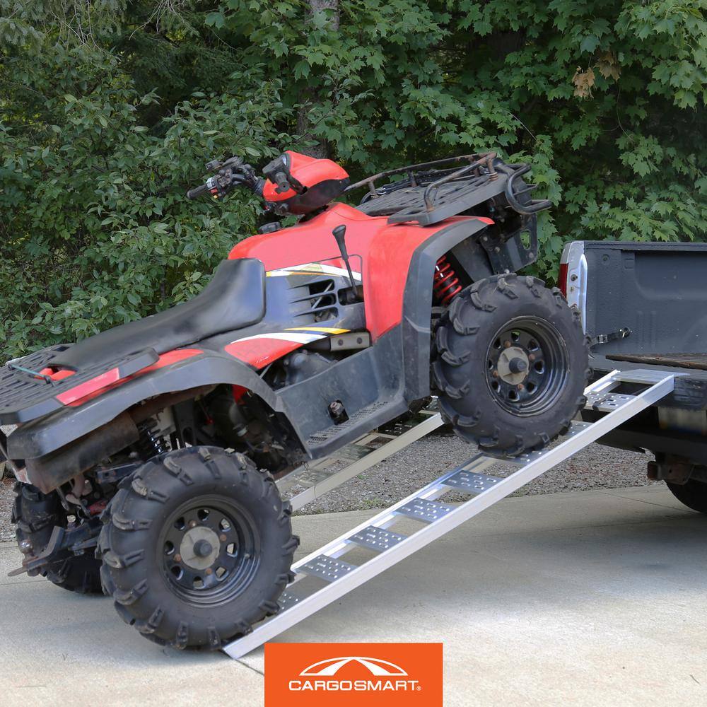 CargoSmart 12 in. W x 78 in. L 1250 lbs. Capacity Aluminum Straight Fixed Truck Loading Ramp with Treads (Includes 2 Ramps)
