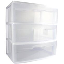 Sterilite 25.625 in. H x 15.25 in. W x 21.875 in. D Home 3 Drawer Wide Storage Cart Container with Casters (4-Pack)