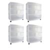 Sterilite 25.625 in. H x 15.25 in. W x 21.875 in. D Home 3 Drawer Wide Storage Cart Container with Casters (4-Pack)