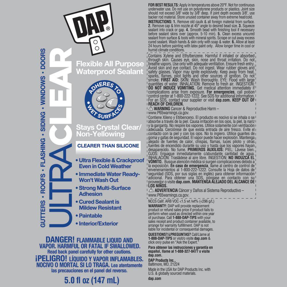 DAP Ultra Clear 5 oz. All Purpose Waterproof Sealant (15-Pack)