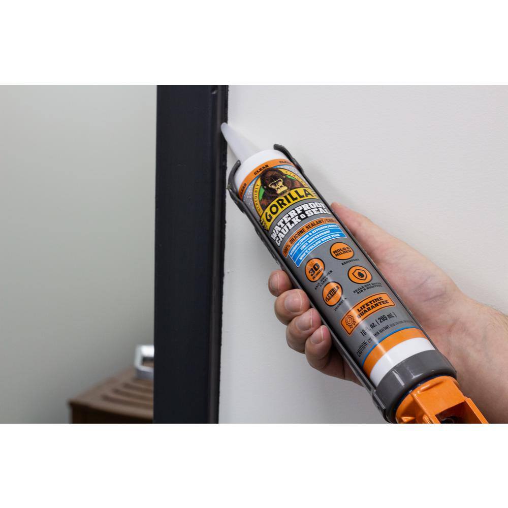 Gorilla 10 oz. Waterproof Caulk and Seal 100% Silicone Sealant Clear ( 12-Pack)