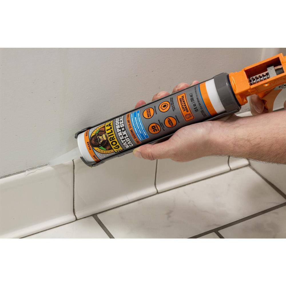 Gorilla 10 oz. Waterproof Caulk and Seal 100% Silicone Sealant Clear ( 12-Pack)