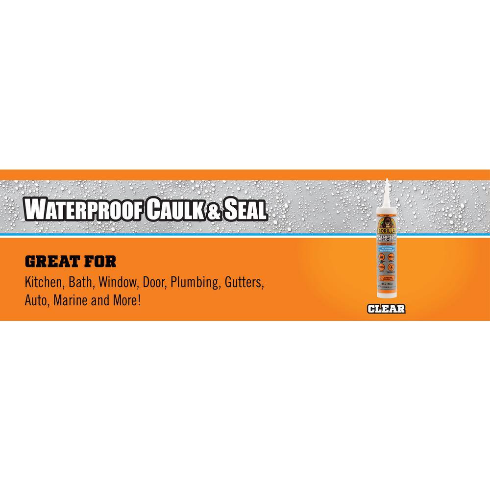 Gorilla 10 oz. Waterproof Caulk and Seal 100% Silicone Sealant Clear ( 12-Pack)
