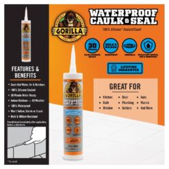 Gorilla 10 oz. Waterproof Caulk and Seal 100% Silicone Sealant Clear ( 12-Pack)