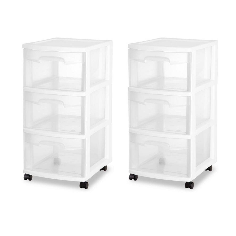 Sterilite Ultra 3 Drawer Plastic Rolling Storage Container (2-Pack)
