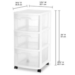 Sterilite Ultra 3 Drawer Plastic Rolling Storage Container (2-Pack)