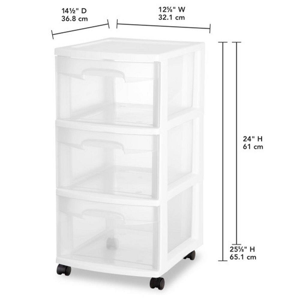 Sterilite Ultra 3 Drawer Plastic Rolling Storage Container (2-Pack)