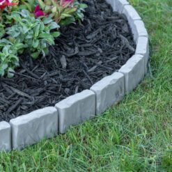 Vigoro Decorative Faux Stone 90 ft. x 2.7 in. Dark Gray Plastic No-Dig Landscape Edging Kit
