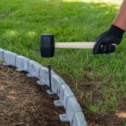Vigoro Decorative Faux Stone 90 ft. x 2.7 in. Dark Gray Plastic No-Dig Landscape Edging Kit
