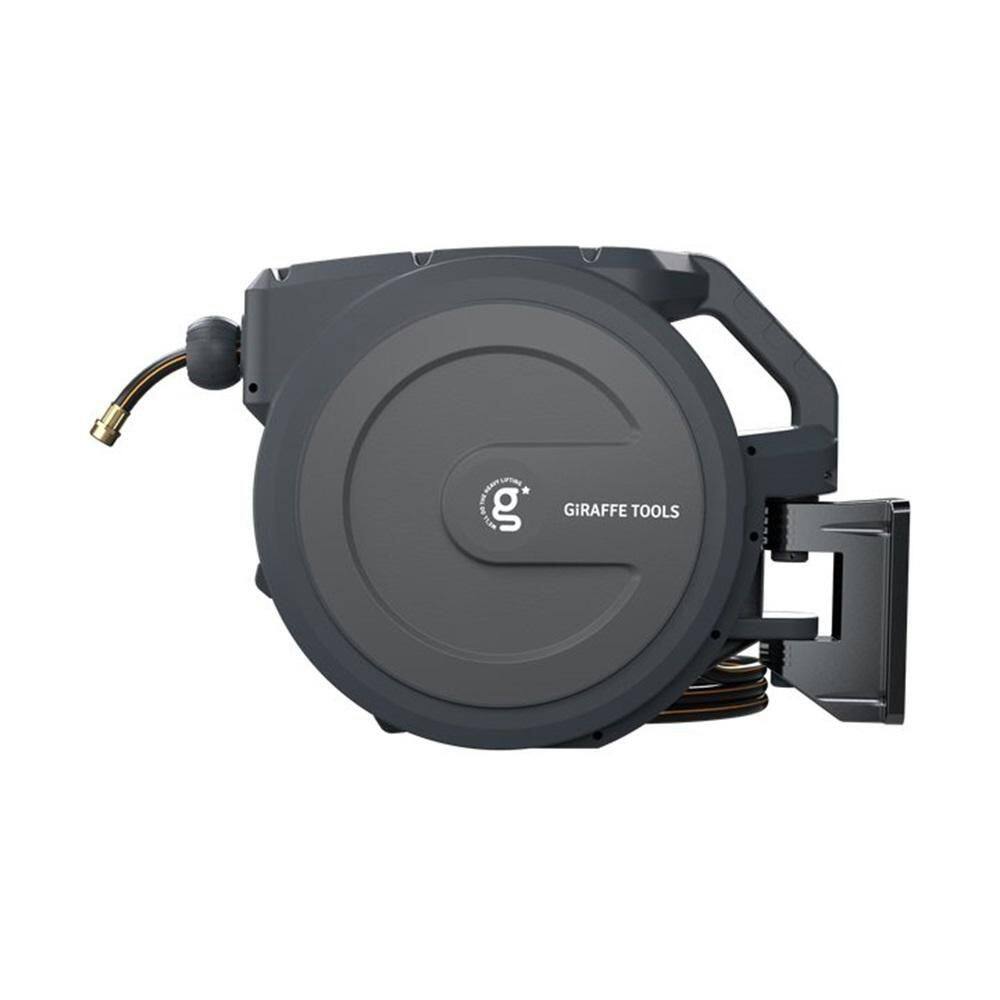 Giraffe Tools Garden Retractable Hose Reel-1/2 in.-78 ft. Wall Mounted, Dark Grey, Metal Bracket