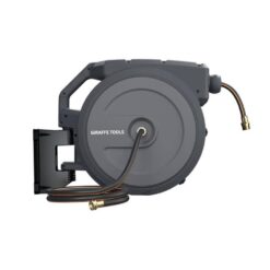 Giraffe Tools AW4012US Garden Retractable Hose Reel-1/2 in.-130 ft., Wall Mounted, Dark Grey