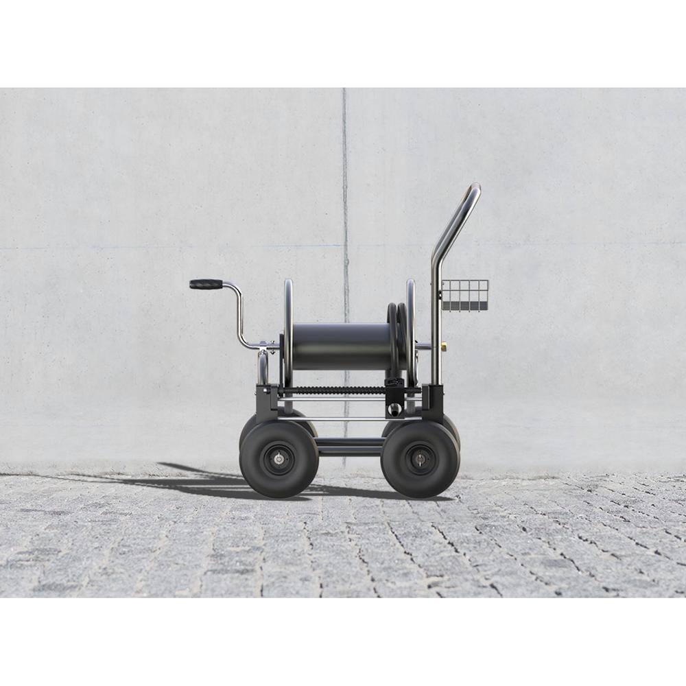 Giraffe Tools Heavy-Duty Industrial Hose Reel Cart with Wheels, 5/8 in. to 250 ft. Hose Capacity, Hose Guide Installed