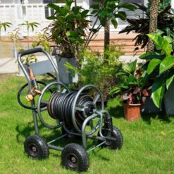 Giraffe Tools Heavy-Duty Industrial Hose Reel Cart with Wheels, 5/8 in. to 250 ft. Hose Capacity, Hose Guide Installed