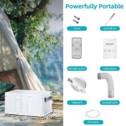 Edendirect 2,500 BTU Portable Air Conditioner Cools 45 sq.ft. with Dehumidifier and Remote for Camping, Fishing and RV in White