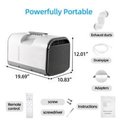 Edendirect 4,500 BTU Portable Air Conditioner Cools 150 Sq. Ft. in Gray with Dehumidifier, Remote Control and LED Touch Screen