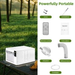 Edendirect 2,500 BTU Portable Air Conditioner Cools 45 Sq. Ft. with Dehumidifier and Remote for Pets, Fishing and Trucks in White