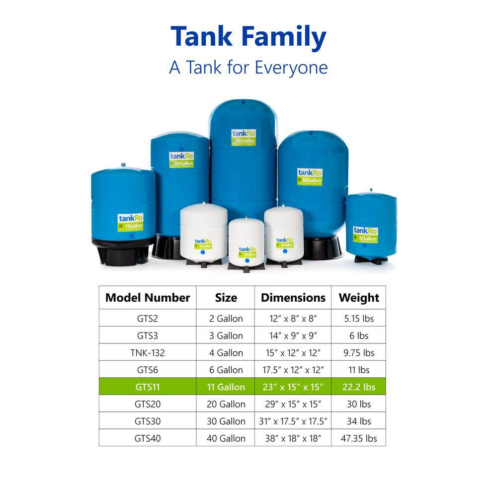 Express Water tankRO - RO Water Filtration System Expansion Tank - 11 Gal. Water Capacity - Reverse Osmosis Storage Pressure Tank