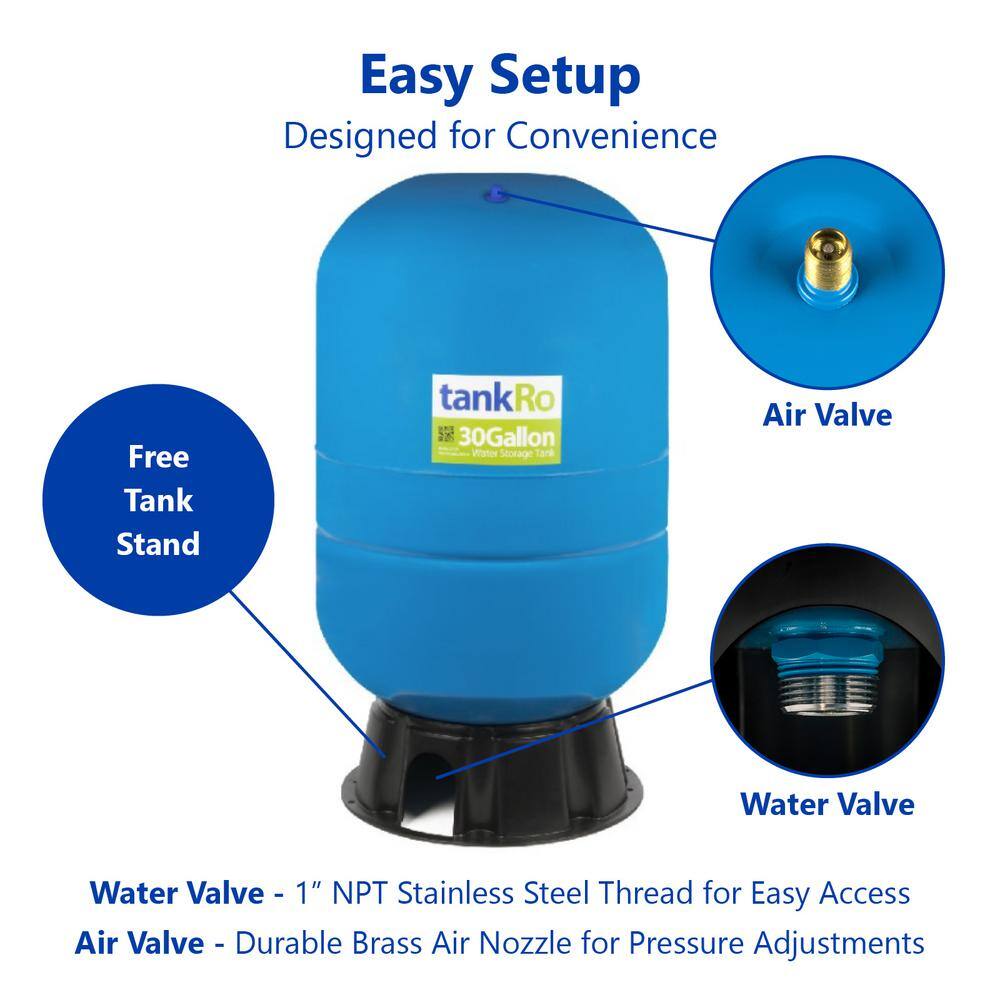 Express Water tankRO - RO Water Filtration System Expansion Tank - 30 Gal. Water Capacity - Reverse Osmosis Storage Pressure Tank