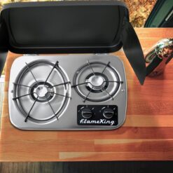 Flame King 2 Burner Built-In RV Trailer Stove with Wind Shield