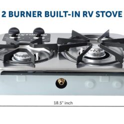 Flame King 2 Burner Built-In RV Trailer Stove with Wind Shield