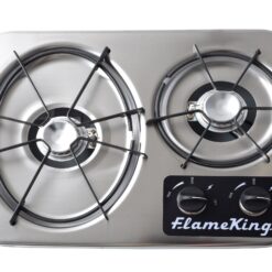 Flame King 2 Burner Built-In RV Trailer Stove with Wind Shield