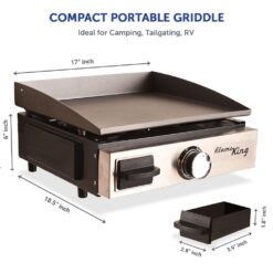 Flame King Flat Top Portable Propane Cast Iron Grill Griddle