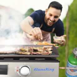 Flame King Flat Top Portable Propane Cast Iron Grill Griddle