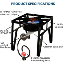 Flame King Heavy Duty 200,000 BTU Propane Gas Single Burner Cooker