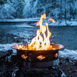 Flame King Outdoor Portable Propane Gas 19″ Fire Pit Bowl with Self Igniter Cover Carry Straps