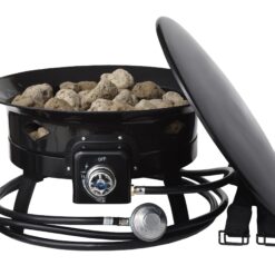 Flame King Outdoor Portable Propane Gas 19″ Fire Pit Bowl with Self Igniter Cover Carry Straps