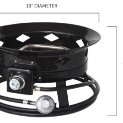 Flame King Outdoor Portable Propane Gas 19″ Fire Pit Bowl with Self Igniter Cover Carry Straps