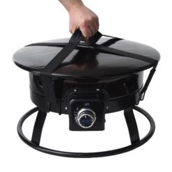 Flame King Outdoor Portable Propane Gas 19″ Fire Pit Bowl with Self Igniter Cover Carry Straps