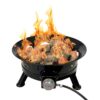Flame King Outdoor Portable Propane Gas 24″ Fire Pit Bowl with Self Igniter Cover Carry Straps