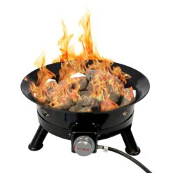 Flame King Outdoor Portable Propane Gas 24″ Fire Pit Bowl with Self Igniter Cover Carry Straps