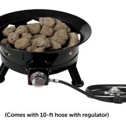 Flame King Outdoor Portable Propane Gas 24″ Fire Pit Bowl with Self Igniter Cover Carry Straps