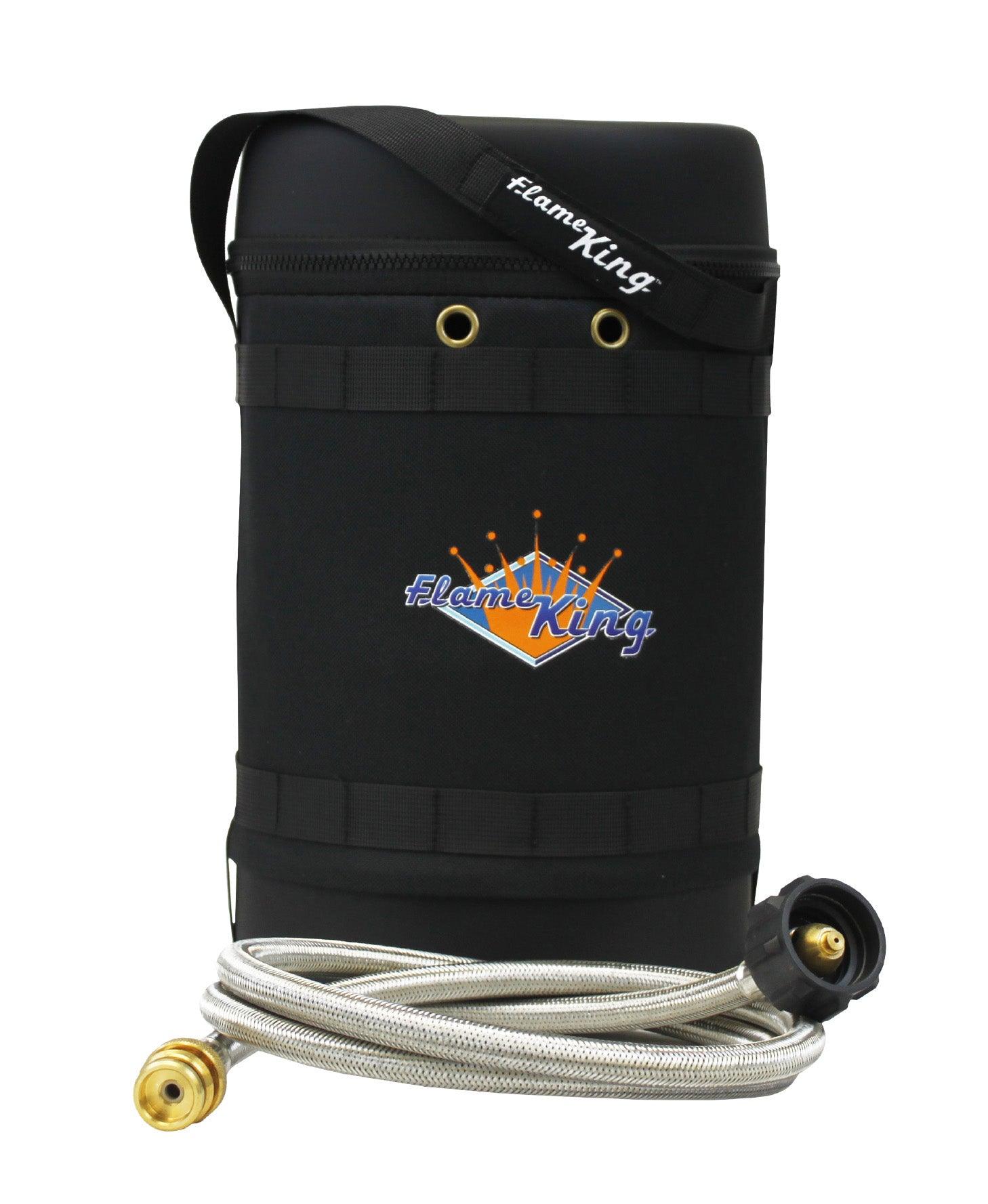 Flame King Propane Gas Hauler Kit 5lb Gauge Propane Tank, Adapter Hose and Insulated Protective Carry Case