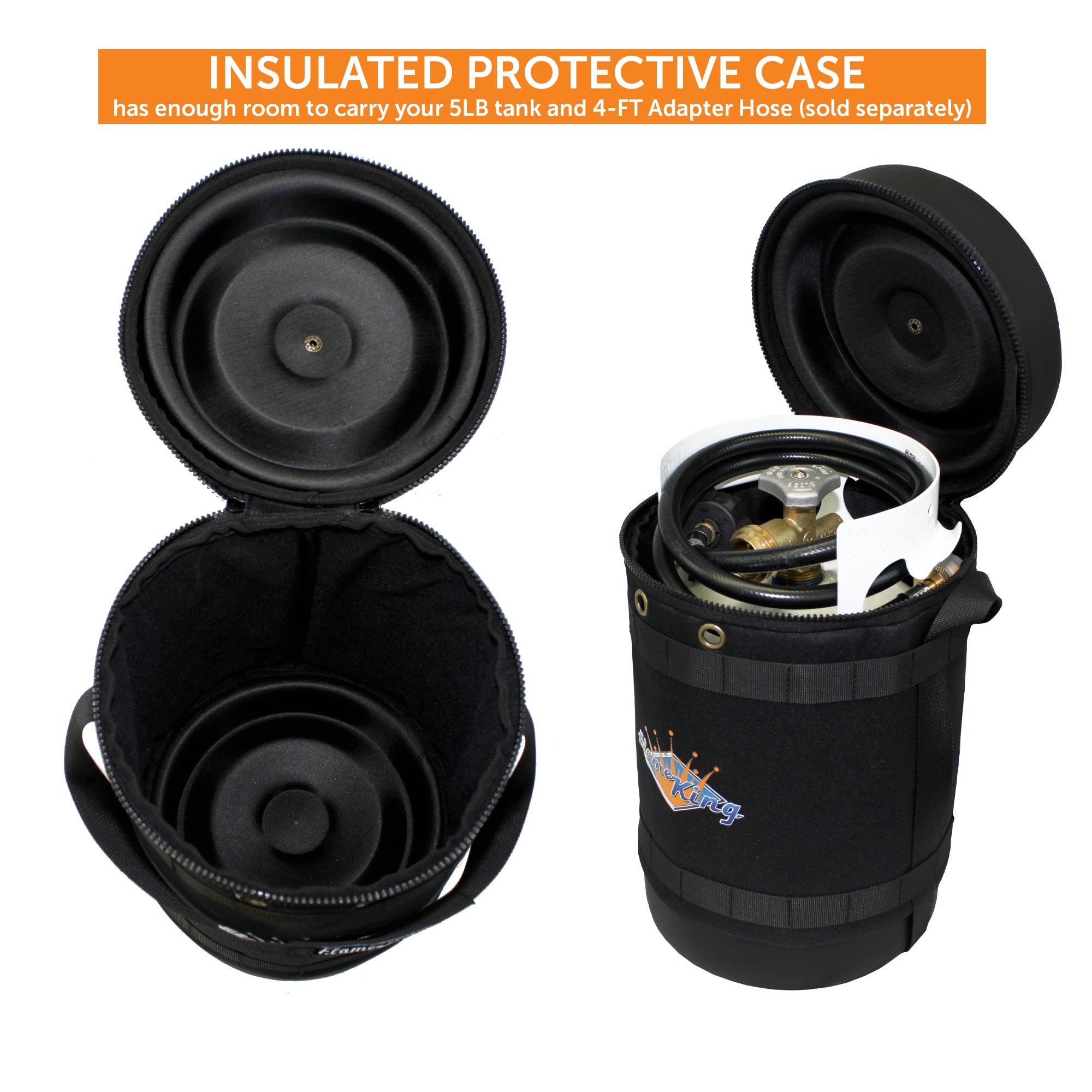 Flame King Propane Gas Hauler Kit 5lb Propane Tank, Adapter Hose and Insulated Protective Carry Case
