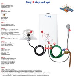 Flame King Tankless Outdoor Portable Camping Hot Shower Propane Gas 10L 2.64GPM Water Heater 68,000 BTU